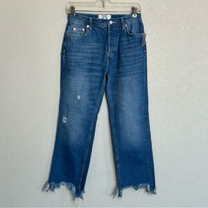 NWT Free People Women's Maggie Mid Rise Straight Leg Jeans Sequoia Blue Size 25